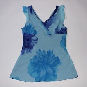 R Petites Aqua Blue Fairy Floral Doubled Lined Tanktop Size 10